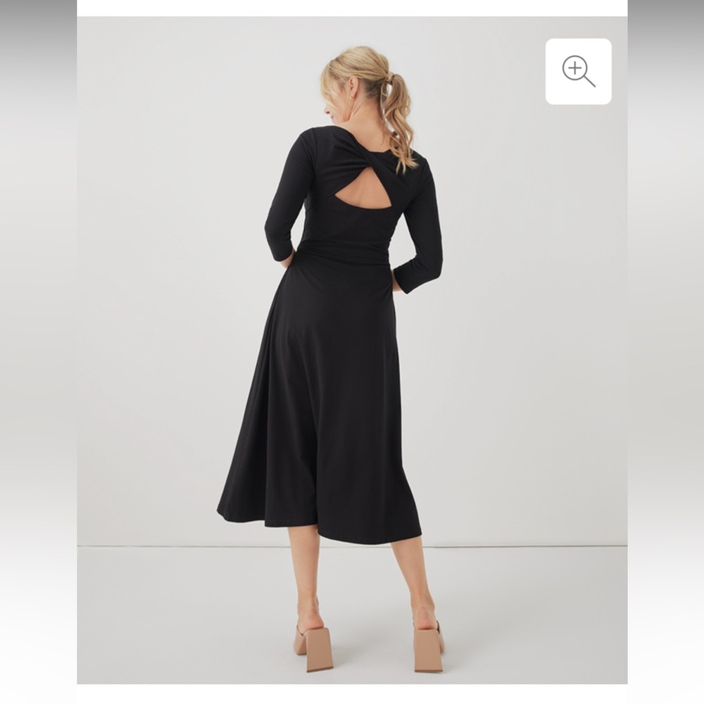 NWT PACT Black Fit & Flare Open-Back Dress M